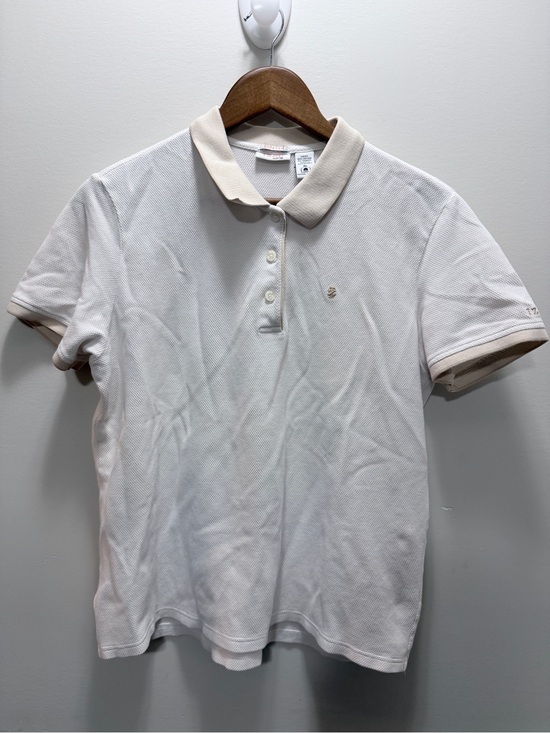 Izod Tops - Vintage IZOD Classic Polo Shirt in Off-White with Beige Trim XL
